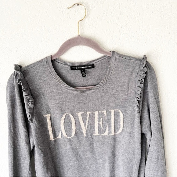 White House Black Market Sweater Women's Medium LOVED Valentine's Cashmere Blend - Picture 3 of 7